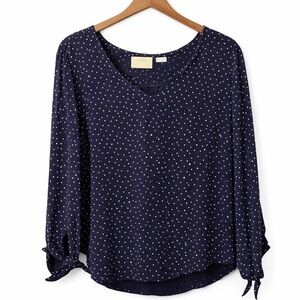 Anthropologie Midnight Blue Blouse with White Dots